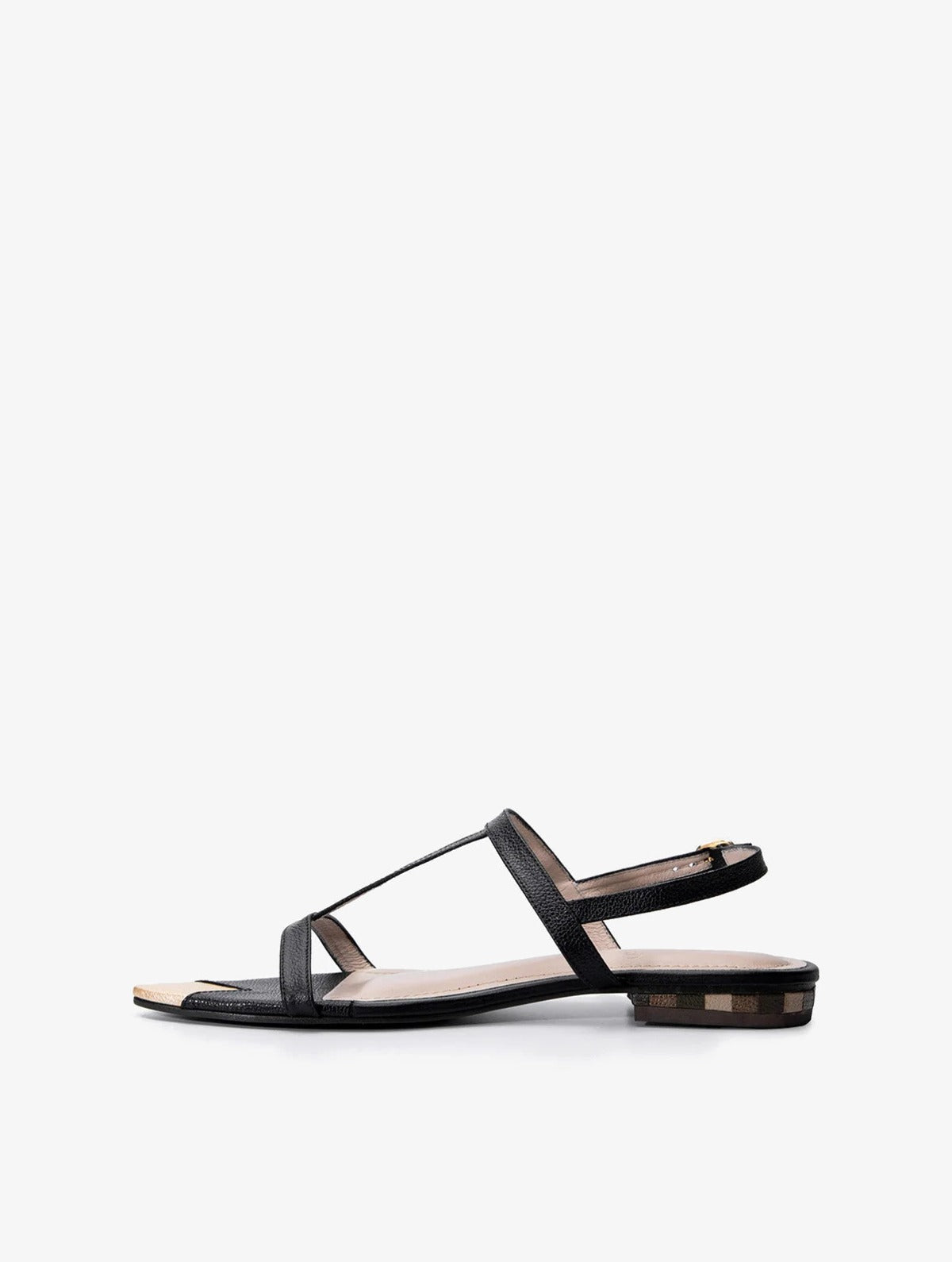 Mosaic Sandals Black, sandalias planas de cuero hechas a mano, Bibiana Hernández