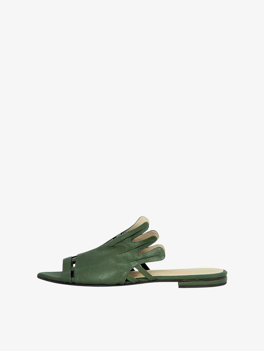 Gaudí Shoes Olive, zapatos de cuero hechos a mano, Bibiana Hernández